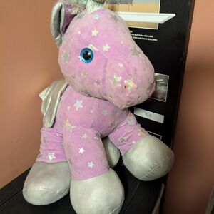 Plush Unicorn Toy with Silver Accents
